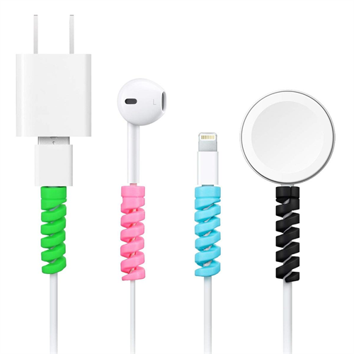 Spiral Cable Protector for Charger Cable Data Line USB Cable Spring Protector organizer Silicone Bobbin winder Protective Case Cover Spiral Charger Cable Protector Data Cable Saver Charging Cord Prote