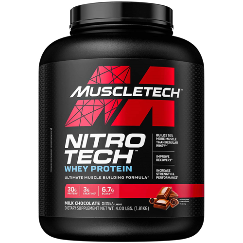 Muscletech Nitro tech whey protein 4lbs, 30g protein, Milk Chocolate