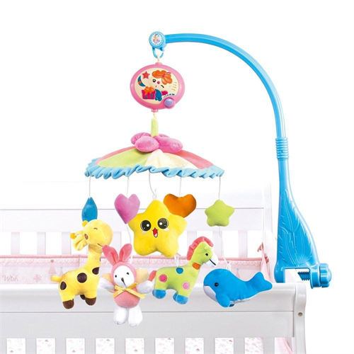 Baby musical cot mobile with soft toys and with stand