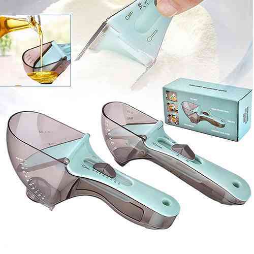 2pcs Adjustable Measuring Spoon With Scale Magnet Powder Measuring Tools