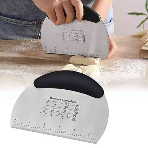 Stainless Steel Dough Cutter Scraper Knife With Measurement Baking Tool