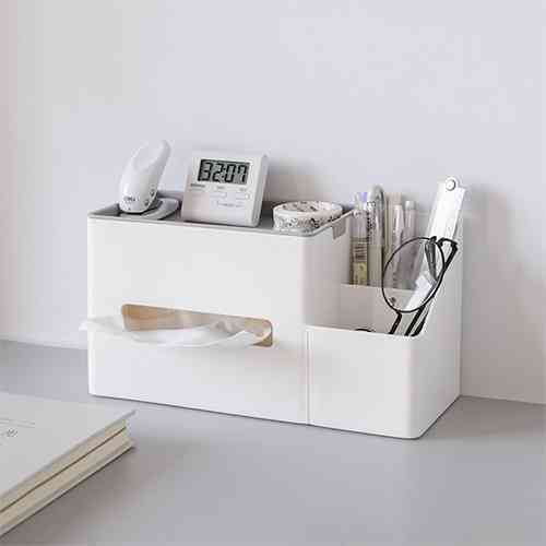 Tissue Box with Pen Holder Desk Organizer Storage Box