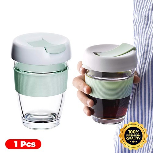 Tempered Glass Travel Coffee Mug with PP Lid