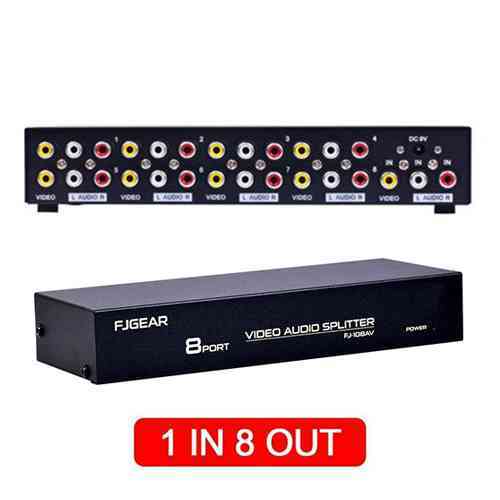 Audio Video Splitter 8 Port (RCA 1 Input & 8 Output)