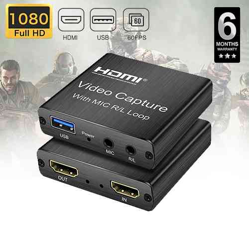 USB Video Capture Card 4K 1080P With Microphone R / L Loop