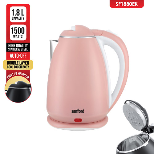 Sanford Electric Kettle 1.8 L Stainless Steel Double Layer Heater Jug