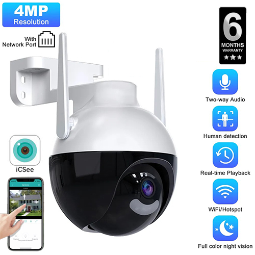 4MP PTZ Wifi IP Camera iCsee Outdoor Security CCTV Camera