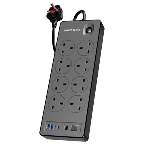 Powerology Timing Control USB 8 Socket, 200-250V, 2990W
