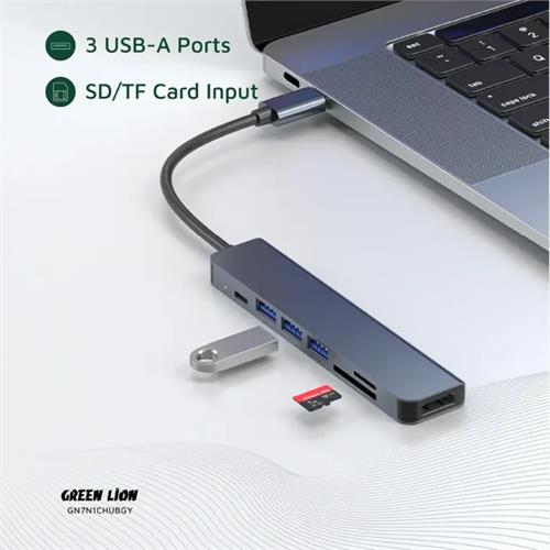 Green Lion 7-in-1 USB-C Hub Gray