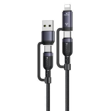 YESIDO CA200 4 in 1 Charging Cable USB&Type-C to Type-C&8-Pin Braided Cable