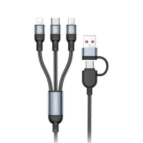 Yesido CA203 4 in 1 USB and Type-C to Type-C, 8 Pin, Micro USB 12W Multi-functional Charging Cable