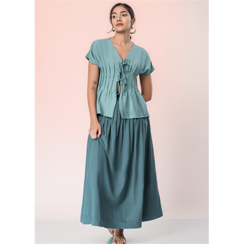 Maxi Slirt With Pin Tucks