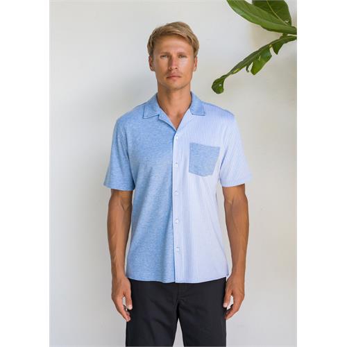 Casual Wear Cuban Collar Two Tone S/S Shirt