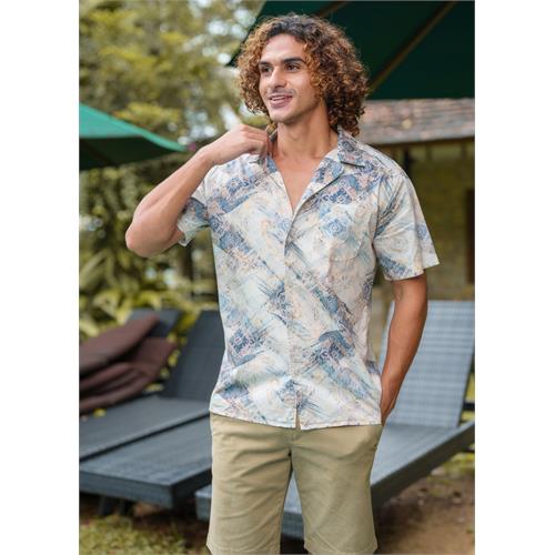 Casual Wear Printed Cuban Collar S/S Shirt