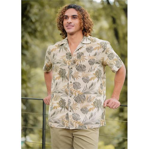 Casual Wear Printed Cuban Collar S/S Shirt