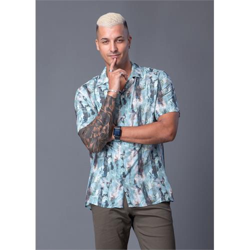 Casual Wear Printed Cuban Collar S/S Shirt