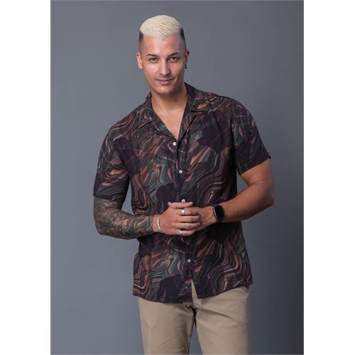 Casual Wear Printed Cuban Collar S/S Shirt