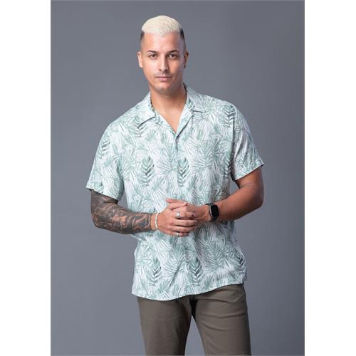 Casual Wear Printed Cuban Collar S/S Shirt