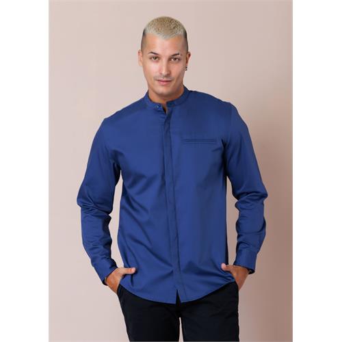 Manderin Collar Hidden Placket L/S Shirt