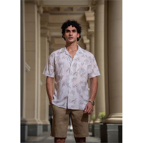 Printed Cuban Collar S/S Shirt