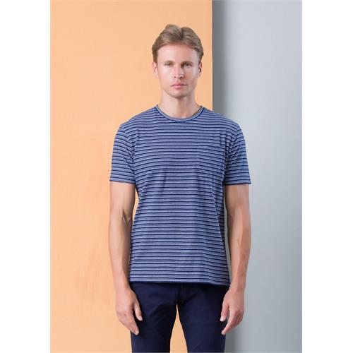 STRIPE CREW NECK T-SHIRT WITH PKT