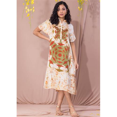 Batik Mandala Designed Collard Dress