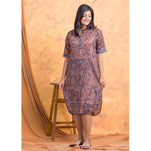 Batik dubble block side slit dress