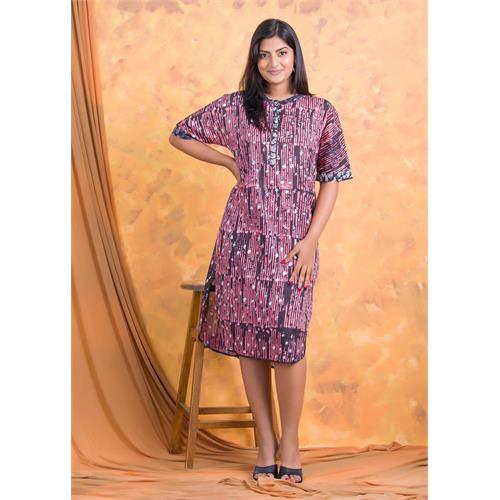 Batik dubble block side slit dress