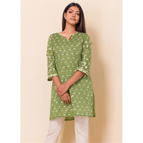 Batik Olive Green Kurtha Top