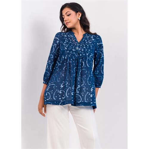 Batik Pin Tucked Top