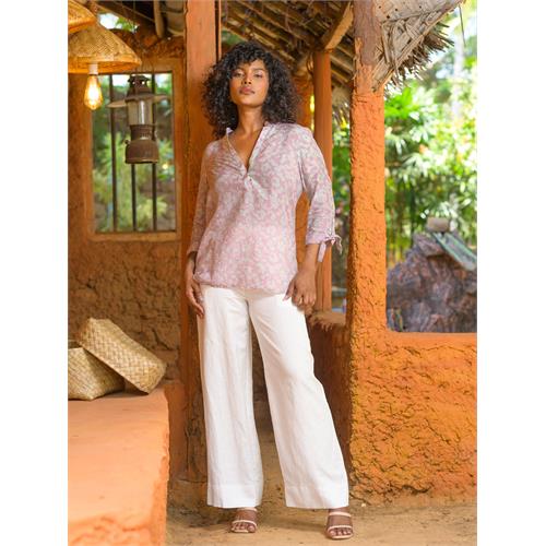 Batik tie sleeve detailed top