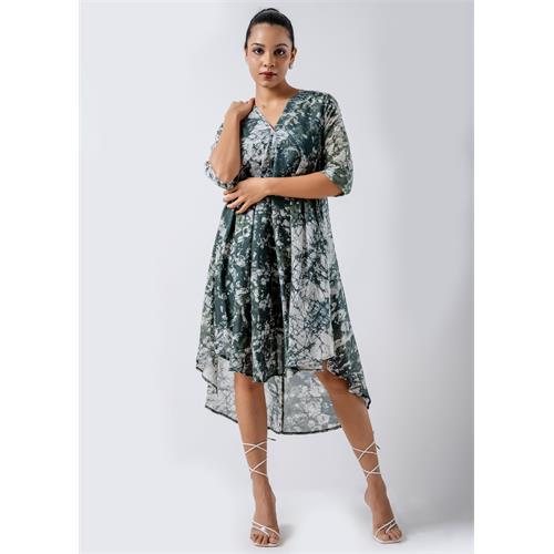 Batik V-Neck Mullet Dress