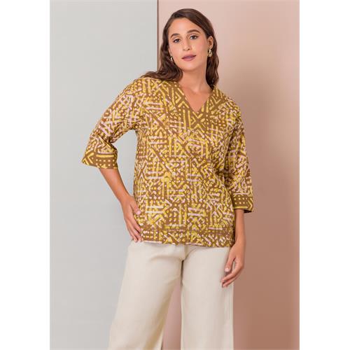 Batik V-neck top