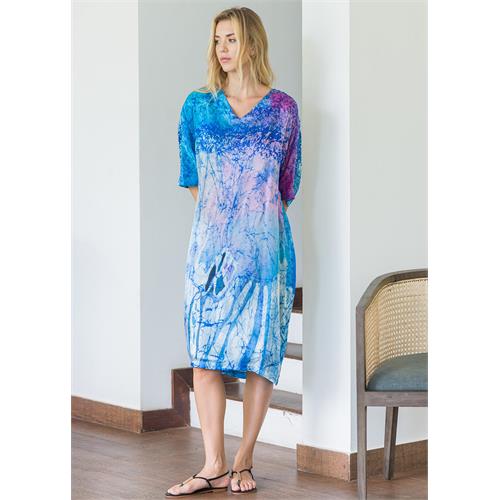 Blended Coloured Batik Kaftan Dress