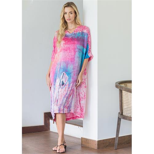 Blended Coloured Batik Kaftan Dress