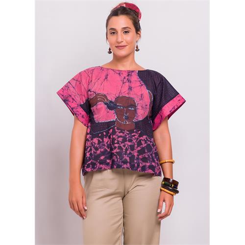 Boatneck Batik Potrait Top