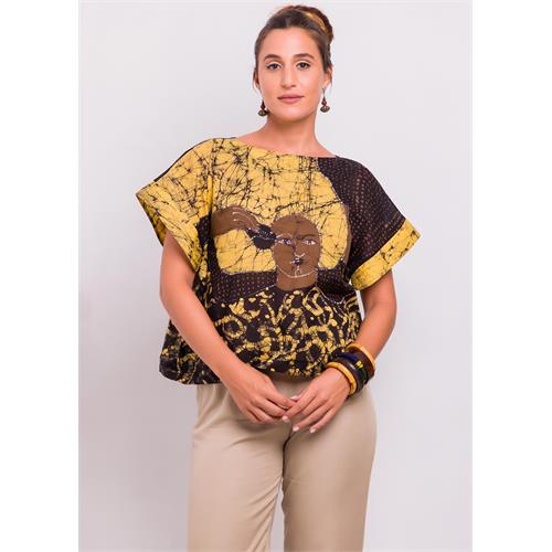 Boatneck Batik Potrait Top