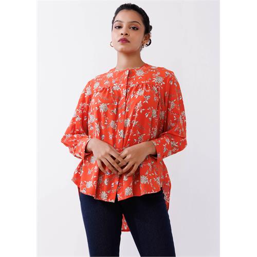 Button Down Blouse With Yoke Panel