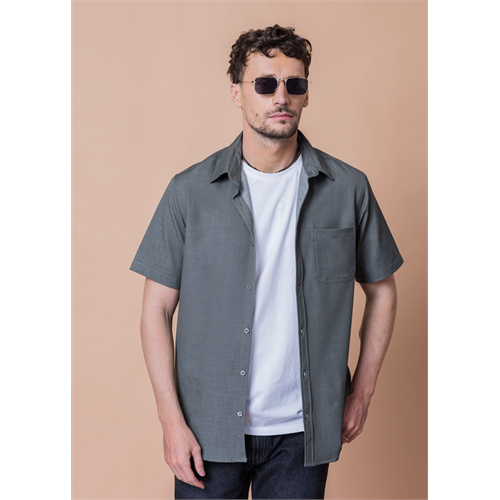 Detailed Chambray Short Sleeve Shirt