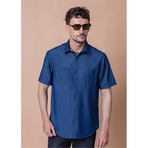 Double Pocket Chambray Short Sleeve Shirt
