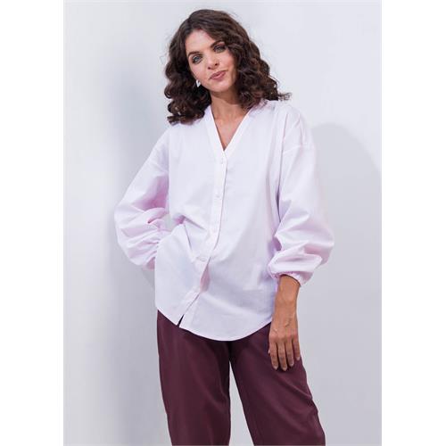 Drop Shoulder Button Down Blouse