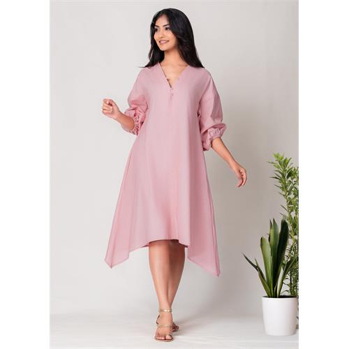 Drop Shoulder Midi Dress With Asymmetical Hem
