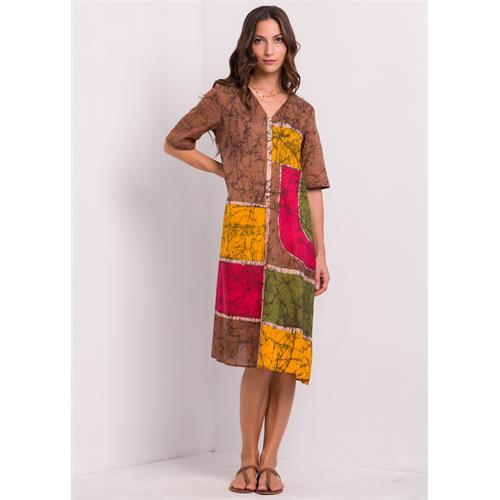 Geomatric Shapes Detailed Batik Dress