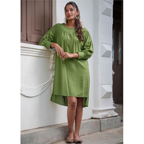 High Low Hem Dress With Yoke