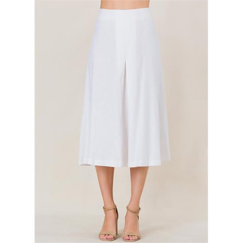 Linen skirt with front inverted pleat