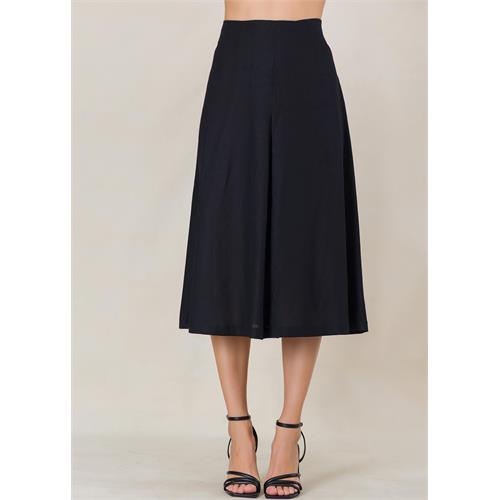 Linen skirt with front inverted pleat