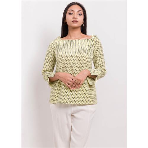 Long Sleeve Blouse With Square Neck