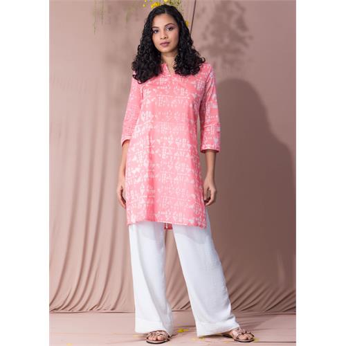 Peachy Pink Batik Kurtha Top