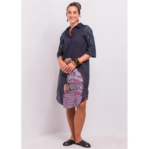 Portrait Detailed Batik Shirt Dress