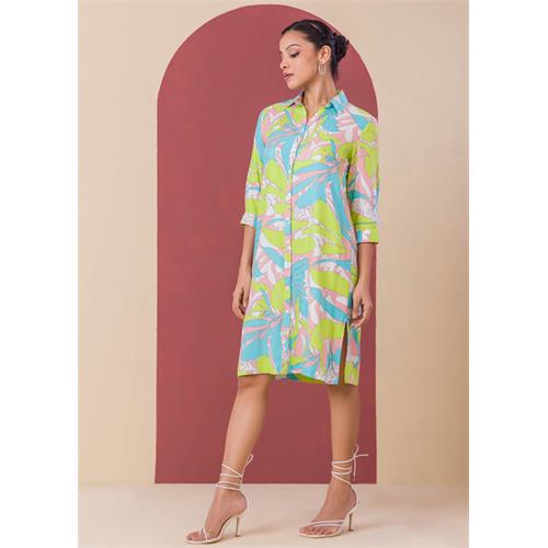 Printed Basic Shirt Dress